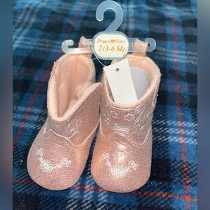 Sparkling Pink Cowgirl Baby Booties